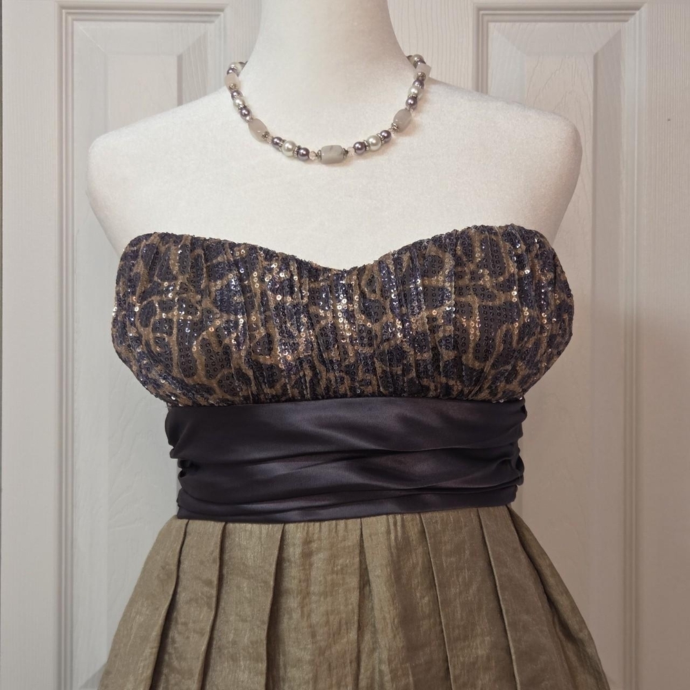 Vintage Y2K Cheetah Print Strapless Babydoll Dress-- City Triangles, 3/4 (XS) - Picture 5 of 8